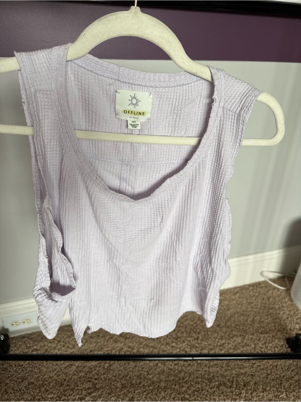 aerie Pale Lavender Ribbed Scoop Tank Top